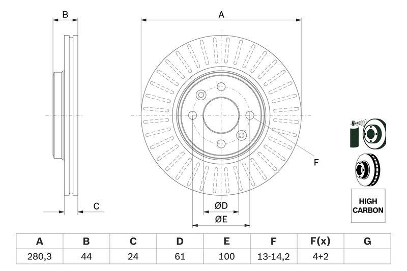 BOSCH Disque de frein Essieu avant